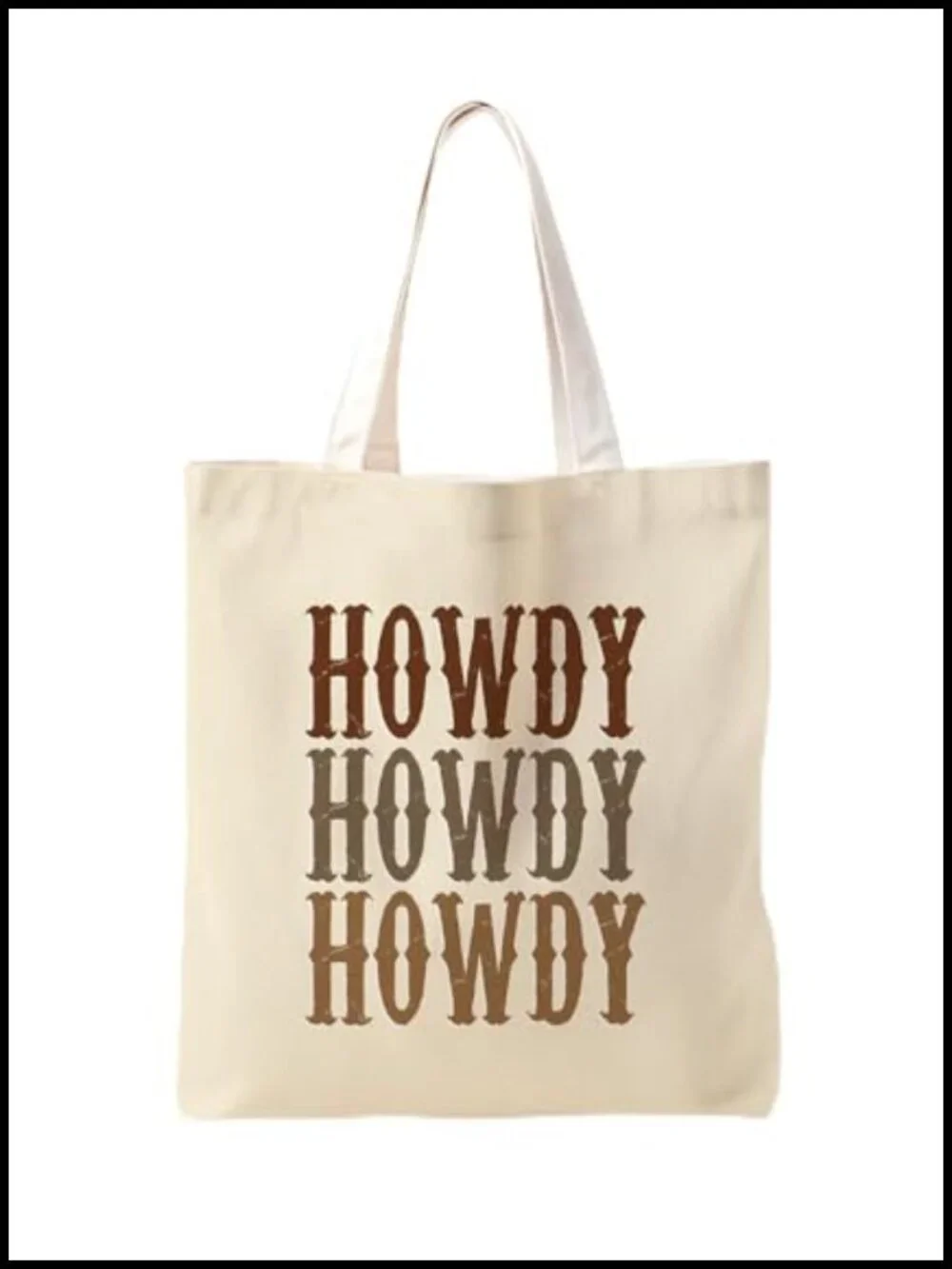 Canvas Tote Bag with Western Print - Reusable Shopping Bag